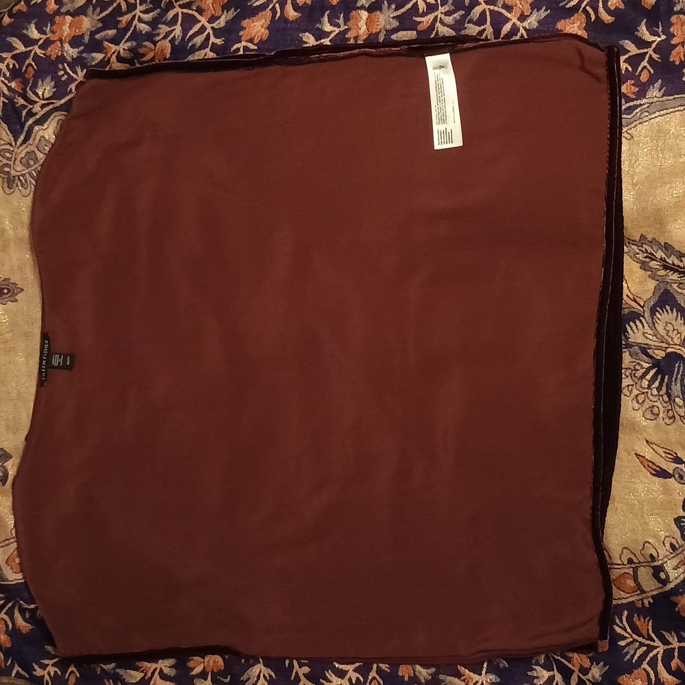 Eileen Fisher Velvet Square Top - XS - Silk Blend - Cranberry Red - Quiet Luxury - Picture 6 of 10